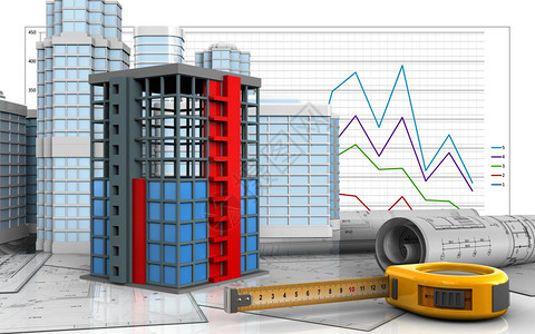 3d以商业图示背景城市为的建筑图标尺图片