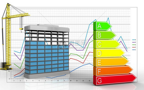 3d以吊起机超过商业图表背景的建筑图起重机图片