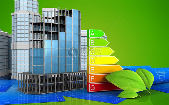 3d以绿色背景为的现代建筑框架与城市背景的现代建筑框架图以城市背景为的现代建筑框架图图片