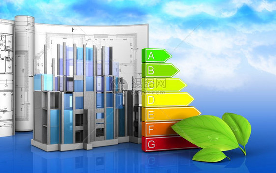 3d显示建筑进度在天空背景上绘制图纸图片