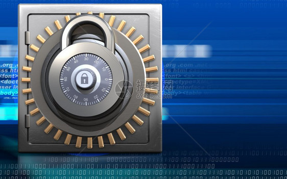 3d显示金属保险箱并锁定网络背景安全锁图片