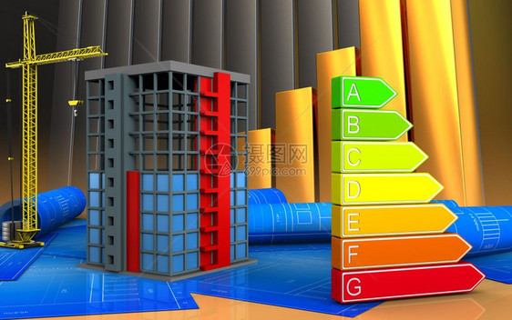 建筑结构的3d插图以吊车为背景额定功率3d图片
