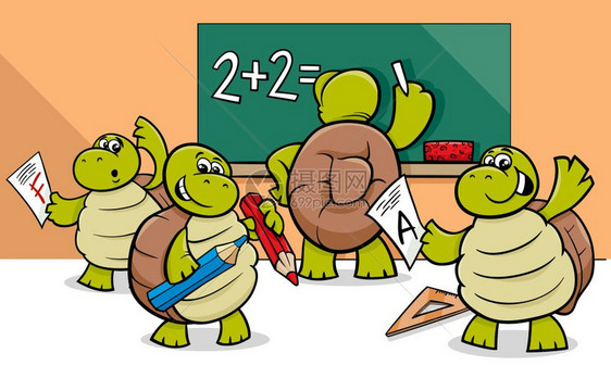 学校海龟动物人漫画插图图片