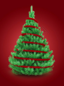 3d说明红底的圣诞树色和锡石图片