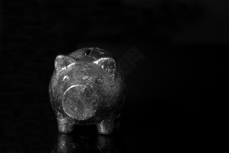 黑背景的猪银行图片