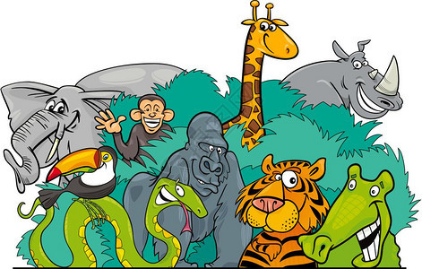 丛林野生动物角色插图图片