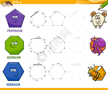 儿童基本几何形状绘图教育插画图片素材