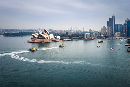 Sydne市中心和歌剧院全景澳洲悉尼市中心和澳洲歌剧院图片