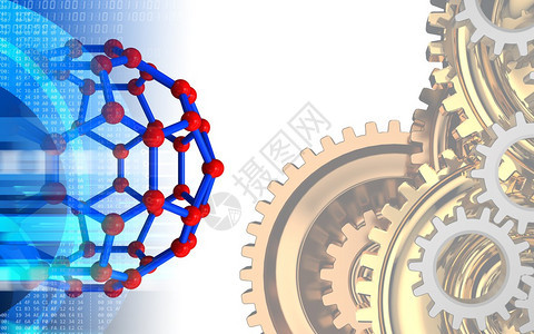 3d以齿轮系统说明白色背景上的分子结构图片