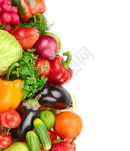 白色背景上的水果和蔬菜，维生素保持者图片