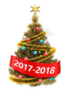 有新年标志的圣诞树图片