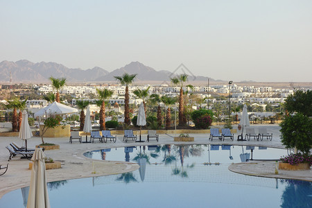 酒店内部露天游泳池的风景图片