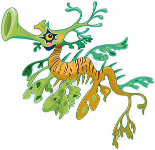 澳大利悉尼歌剧院可爱澳大利亚海龙插图插画