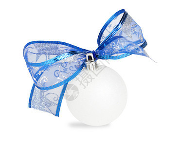 白色的圣诞舞会白色背景的美丽蓝弓图片