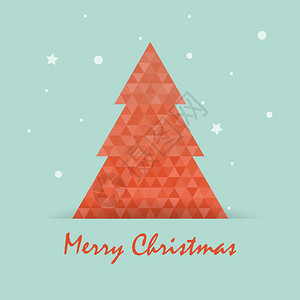 圣诞明信片模板带有圣诞树ery印刷设计要素矢量图图片