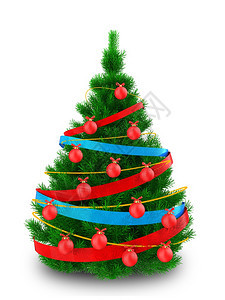 有彩色丝带的圣诞树图片