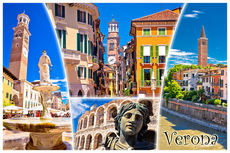 Verona旅游地标明信片签意大利平原地区图片