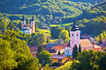 克里格瓦塔村和绿地croati的Medjmure地区背景图片