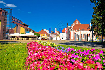 Cakovec市广场和花园风景croati的Medjmure地区图片