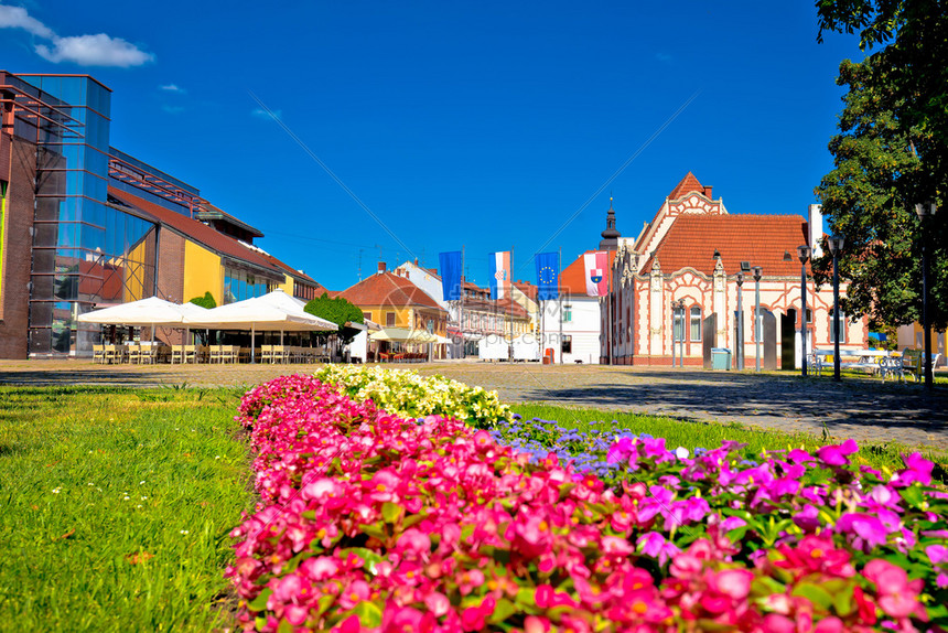 Cakovec市广场和花园风景croati的Medjmure地区图片