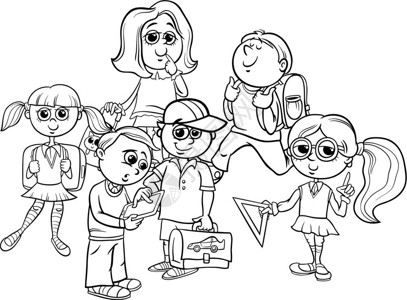 小孩说话小学生或人物彩色书籍插画