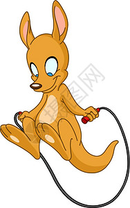 跳绳人快乐的袋鼠玩跳绳插画