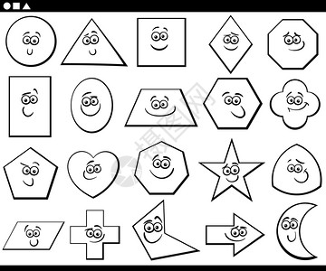 数学基本初等函数基本几何形状图案儿童教育的滑角色插画