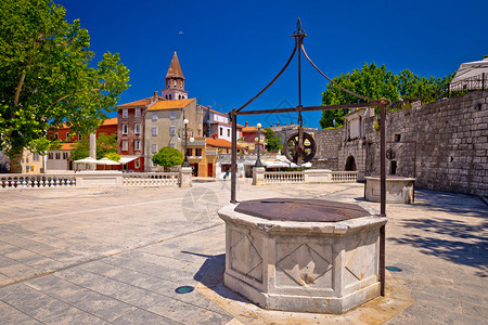 扎达尔五口水井广场和历史建筑观达马提亚croati图片