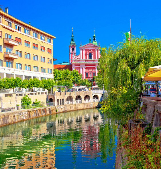 卢布尔雅那市历史河流风景斯洛维尼亚首府图片