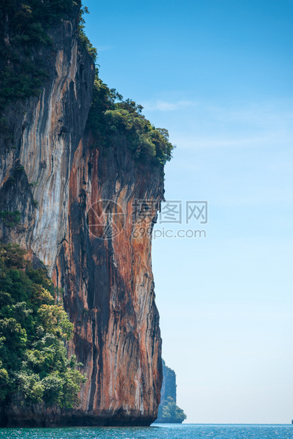 垂直地貌泰王国Krabi海的悬崖高陡图片