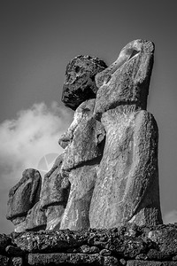 moais雕像hutongarikosterilandchile黑色和白的图片雕像oaster岛黑和白色的图片图片