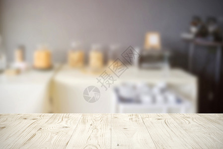 餐饮或背景模糊抽象的餐饮或背景的空木板桌顶用于混合产品或显示模拟产品图片