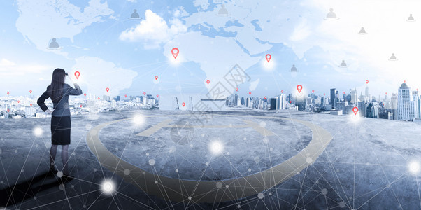 国际商业全世界范围内的连通技术概念背景图片