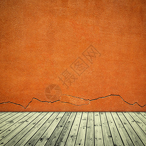 橙色砖房和木制地底内有白砖墙和木制地底背景图片