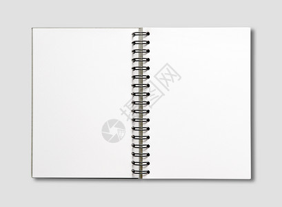 空白打开螺旋笔记本模型在灰色上隔离空白打开螺旋笔记本在灰色上隔离图片