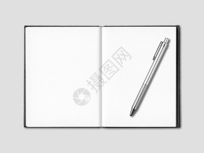 空白打开笔记本和式模型在灰色上隔离空白打开笔记本和在灰色上隔离图片