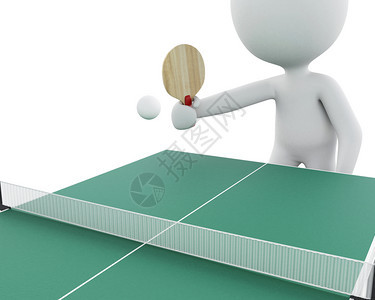 3d铸造者图像白人玩乒乓球体育概念孤立的白种背景图片