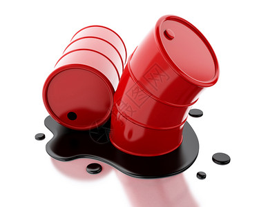 3d铸造者图像两桶红溢油孤立的白色背景图片