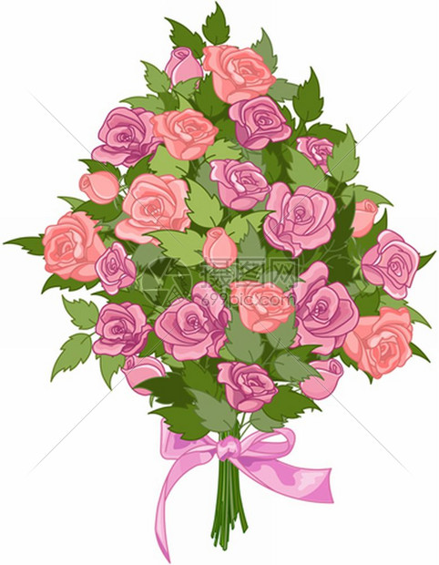 玫瑰花束插图插画图片下载-正版图片303364079-摄图网