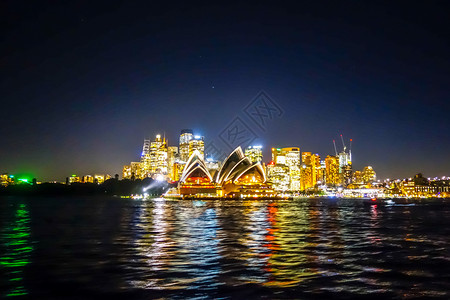 悉尼城和歌剧院在晚上澳大利亚夜晚的悉尼澳大利亚图片