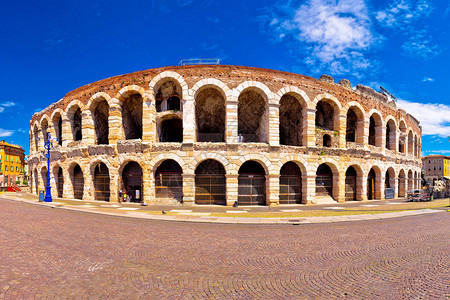 RomanAphitear竞技场dverona和piz胸罩平面全景意大利平原地区的里程碑图片