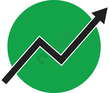 增长箭形图表标增长表平板矢量绿色圆背景的商业概念图片