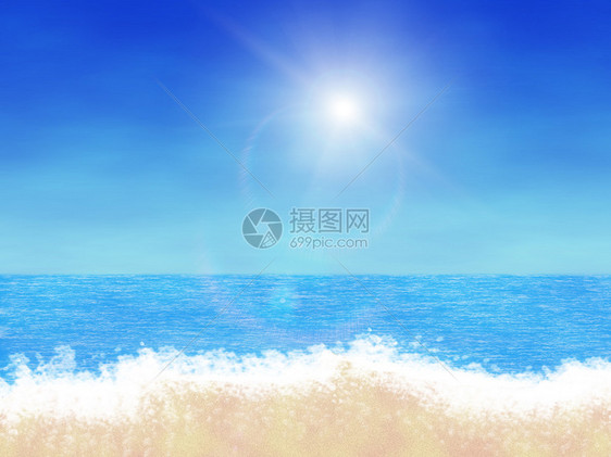 美丽的夏季卡通热带海滩景背图片