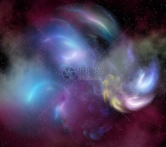 空间星系和恒雾的抽象背景图片