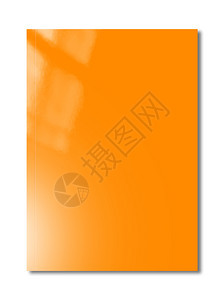 以白色背景隔离的橙小册子模拟板图片