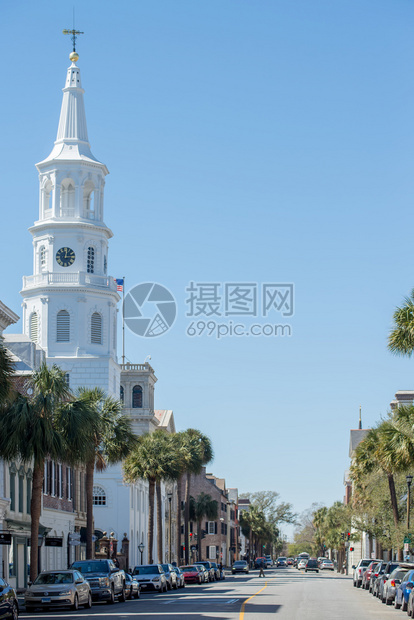 charleston南卡罗莱纳charleston历史市中心charleston南carlin历史市中心stmichael教堂图片