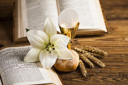 圣餐面包的酒圣餐礼仪背景的礼图片
