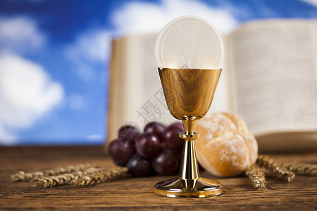 圣餐面包的葡萄酒图片