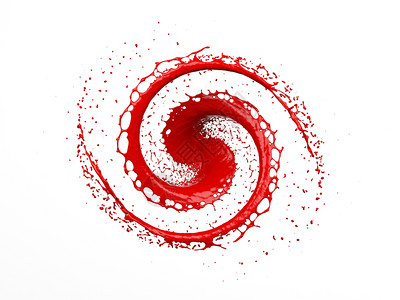 红色液体在圆圈中喷洒白色背景3D投影中分离背景图片