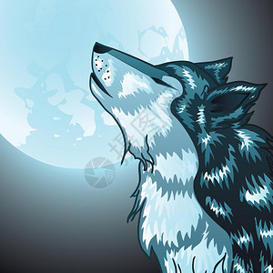 球卡通狼头灰色的卡通狼头咆哮的插画